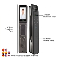 Cerradura Inteligente Biométrica con Reconocimiento Facial y Huella Dactilar, Control por WiFi y App Tuya, Alarma Antirrobo en la Nube, Panel de Aluminio de 418 mm de Largo