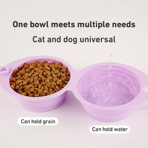 Ultraleichte Silikon-Haustierschüssel, faltbar mit integriertem Clip, Spritzschutzrand, tragbare Katzen- und Hundeschale, unverzichtbar für unterwegs - Product Image 3