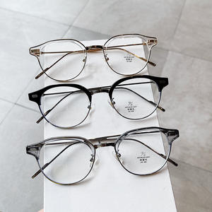 Lunettes de vue Qianai ovales demi-cerclées, verres PC anti-lumière bleue, style rétro unisexe R2 21066 - Product Image 4