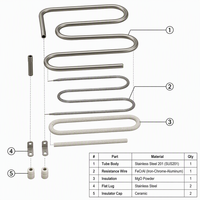Élément chauffant OEM à six grilles pour machine à croquettes, 750W 850W, en acier inoxydable SS201, serpentin multi-boucles, pour machine à hot-dogs, corn-dogs et gaufres