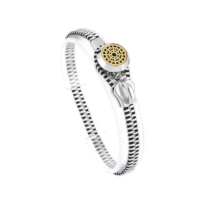 KALEN Unisex Creative Gold/Silver Stainless Steel&amp;Jade Thread <strong>Zipper</strong> <strong>Bracelet</strong> - Product Image 1