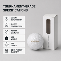Balles de golf Surlyn 2 pièces durables 392 fossettes pour practice, tournoi, logo personnalisé, OEM, vente en gros