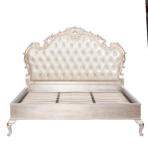 Ensemble de meubles de chambre à coucher de luxe classique haut de gamme, canapé-lit en <span class=keywords><strong>acajou</strong></span>, finition <span class=keywords><strong>feuille</strong></span> d'or, léger, sculpté à la main, revêtement en tissu - Product Image 2