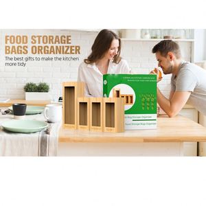 Organizador de Bolsas Ziplock de Bambú para Cajón de Cocina, para Bolsas de un Galón, Cuarto de Galón, para Sándwiches y Bocadillos, Organizador de 4 Compartimentos Separados - Product Image 2