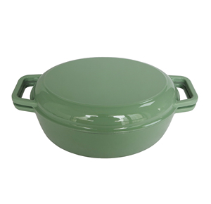 Casserole <span class=keywords><strong>en</strong></span> <span class=keywords><strong>fonte</strong></span> émaillée antiadhésive, nouvelle conception brevetée, 2 <span class=keywords><strong>en</strong></span> 1, <span class=keywords><strong>cocotte</strong></span> 6,23 L avec couvercle de poêle 2,07 L pour la cuisine à domicile - Product Image 3