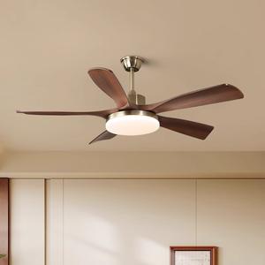 Moderne Led Plafondventilator Met 5 Mdf Bladen Glas Lichaam Stil Indoor Voor Huishoudelijke Woonkamer 5 Mdf Bladen Houten Plafondventilatoren - Product Image 1