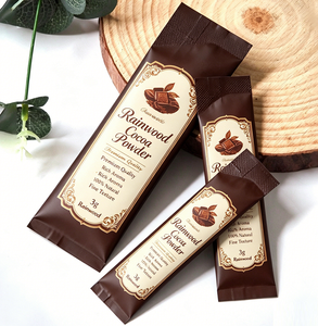 Poudre de cacao Rainwood en sachets individuels, sachets personnalisés OEM, supplément de chocolat au cacao, poudre de cacao pure alcalinisée - Product Image 1