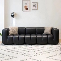 Designer-Stil Wohnzimmer Maßgefertigtes Sofa Weißes Leder 3-Sitzer Boden-Sektionalsofa Couch