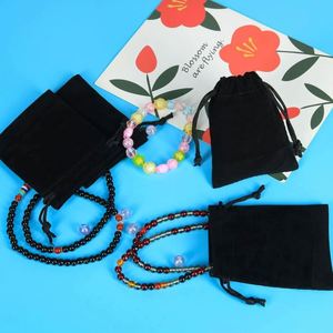 Hot Pendant <b>Bracelet</b> Souvenir Wedding Gift Jewelry Storage Packaging Reusable Black Velvet <b>Drawstring</b> Bag - Product Image 5