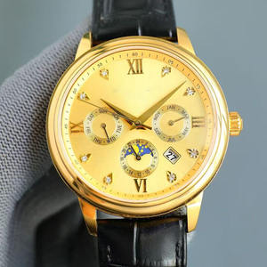 Montre mécanique de luxe en or, haute qualité, multifonctionnelle, design phase de lune - Product Image 1