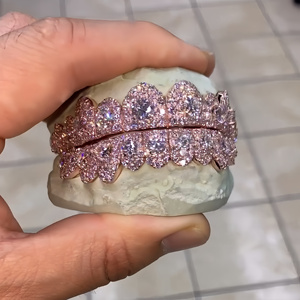 Personalizado Flawless Big Stones S925 Plata 10K Oro sólido D VVS Moissanite Lab <span class=keywords><strong>Diamond</strong></span> 100% Passed <span class=keywords><strong>Diamond</strong></span> <span class=keywords><strong>Tester</strong></span> Dientes Grillz - Product Image 1