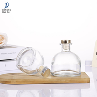 Diffuseur d'arômes en demi-cercle, diffuseur à mèche sans flamme, flacon transparent pour huiles essentielles, flacon en verre vide