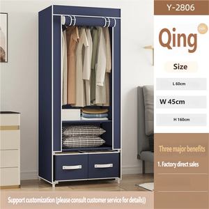 Armoire à double ouverture avec tiroirs, étagère suspendue, portable, en tissu, <span class=keywords><strong>pour</strong></span> dortoir, appartement en location, montage facile, rangement - Product Image 5
