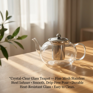 Carafe à café en verre sodocalcique écologique grande capacité 1200 ml avec infuseur mobile et couvercle transparent, ensemble café-thé NOVEDO style Moyen-Orient - Product Image 3