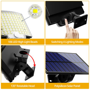 Lampe solaire extérieure 106 LED, étanche, avec détecteur de mouvement, éclairage de <span class=keywords><strong>chemin</strong></span>, certifiée ROHS, lampe solaire de <span class=keywords><strong>jardin</strong></span>, lampe solaire murale - Product Image 5