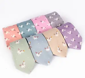 Cute Animal Floral Printed Tie for Men 8cm Slim Cotton Business Neckties Fashion Wedding Suit Shirt Accessories Causal Neck Tie