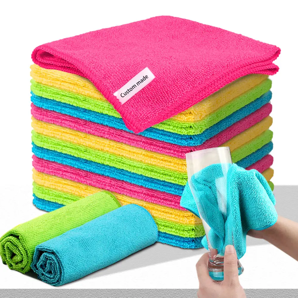 ผ้าไมโครไฟเบอร์ spffit เป็นมิตรกับสิ่งแวดล้อมผ้าเช็ดทำความสะอาดเส้นใยไม้ไผ่ดูดซับ300gsm สำหรับเครื่องใช้ในบ้านจาน