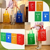 3pcs Sacs à provisions pliants tissés imperméables à l'eau Sacs poubelles séparées pour le tri des déchets Stockage pratique du recyclage