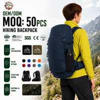 Sac de voyage imperméable 52L, dos rembourré personnalisé, multi-compartiments, sac à dos de randonnée pour le VTT