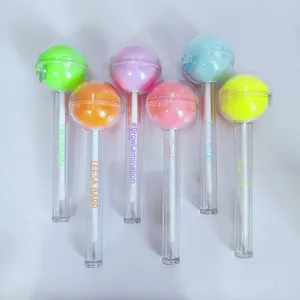 2 in 1 transparent color ball lollipop lipgloss tubes lip tint bottle empty rose gold lip balm stick containers lip gloss tubes