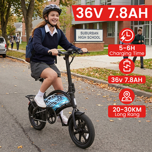 จักรยานไฟฟ้าพับได้ขนาด 14 นิ้ว 36V 7.8AH แบตเตอรี่ลิเธียม ระยะทาง 20-30 กม. จักรยานไฟฟ้าพับได้แบบพกพาสำหรับนักเรียนในเมือง - Product Image 1