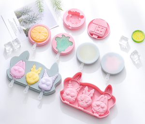 <span class=keywords><strong>Amazon</strong></span> Venta caliente Cute Cartoon Silicone Ice Cream Bar Mold Set con palos de plástico DIY Popsicle Moldes Bandeja - Product Image 2