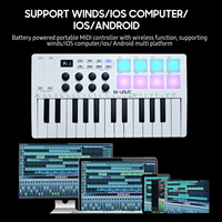 Clavier MIDI Compact M-Vave SMK-25 25 Touches Sensibles à la Vélocité Prise en Charge Sans Fil Avec 8 Pads de Batterie RGB Console de Contrôle