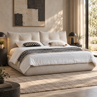Cadre de lit plateforme rembourré moderne avec tête de lit double, design profil bas, taille et couleur personnalisables, usine de meubles chinoise