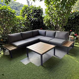 4 pièces meubles <span class=keywords><strong>de</strong></span> patio étanche en forme <span class=keywords><strong>de</strong></span> L en <span class=keywords><strong>aluminium</strong></span> ensemble <span class=keywords><strong>de</strong></span> <span class=keywords><strong>salon</strong></span> en métal <span class=keywords><strong>jardin</strong></span> coin <span class=keywords><strong>aluminium</strong></span> extérieur canapé ensemble avec Table basse - Product Image 3