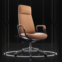 Chaise de bureau moderne en cuir, pivotante, réglable en hauteur, avec dossier confortable, idéale pour l'étude et le travail.