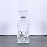 Vente en gros de bouteilles de liqueur en verre de 750 ml et 1000 ml, carrées, transparentes, pour vodka, brandy, vin, carafe