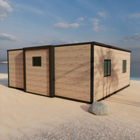 Maison conteneur préfabriquée extensible à grain de bois, modulaire, portable, pour hébergement temporaire, village d'événements sportifs, appartement, villa
