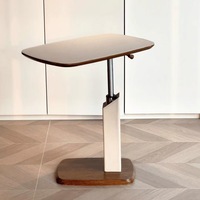 Nouvelle table basse réglable, petite table d'appoint mobile, plateau en marbre, style nordique, structure en métal, finition noyer, salon, salle à manger