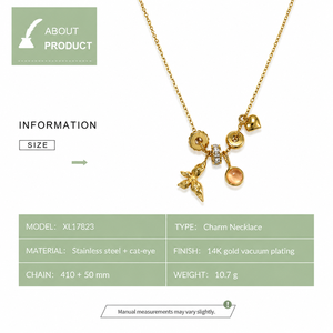 Butterfly Heart Charm <b>Necklace</b> Stainless Steel <b>Cat</b>-Eye Adjustable 410+50mm Chain Gold and Silver Color Options - Product Image 4
