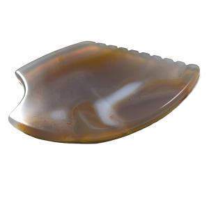 Logotipo personalizado ágata gris Gua Sha piedra Natural antiarrugas cara cuello masajeador herramienta borde dentado Jade herramientas de raspado para el cuerpo - Product Image 2