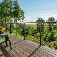 Garde-corps extérieur, balustrade, terrasse, balcon, rampes en acier inoxydable et système de câbles