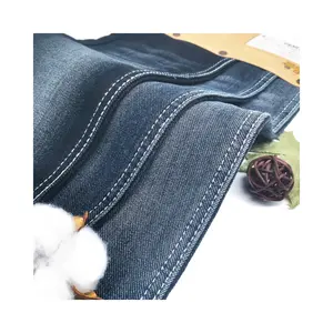 4 Way Stretch Cotton&Spandex Indigo Burnout Denim fabric for Jeans| Cheapest Wholesale Factory Supply