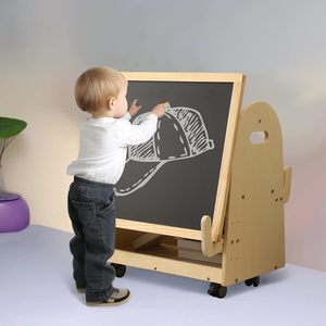 Caballete de Arte para Niños, Caballete Infantil <span class=keywords><strong>con</strong></span> <span class=keywords><strong>Ruedas</strong></span>, Pizarra Magnética de Madera, Caballete Móvil para Niños <span class=keywords><strong>con</strong></span> Almacenamiento, Tablero de Dibujo Vertical - Product Image 6