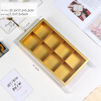 Boîte à tiroirs dorée givrée en PVC transparent avec fenêtre en papier pour gâteau, boulangerie, biscuits, pâtisserie, boîtes à tiroirs avec 2 4 6 séparateurs