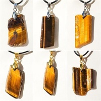 Collar con Colgante de Ojo de Tigre Amarillo Natural Estilo Boho, Piedra de Cuarzo Cristalino Pulido Irregular, Espécimen Mineral Curativo, Moda