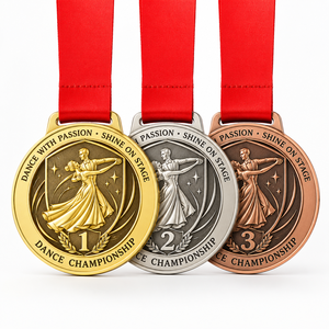 Medallas de Premio Giratorias de Aleación de Zinc Personalizadas con Logotipo 2D/3D, Letras y Esmalte Suave en Oro, Plata y Cobre, Medallas de Baile Personalizadas - Product Image 1