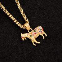 Colgante de Acero Inoxidable con Zirconia de Colores, Diseño de Cabra del Zodíaco, Bonito Amuleto DIY para Collar, Accesorio de Joyería Versátil y de Moda para Mujer