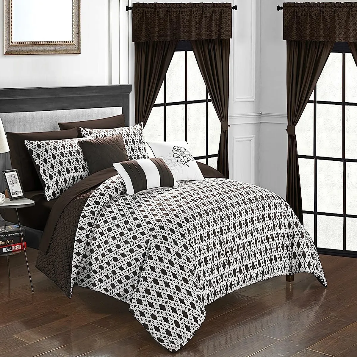 Hot Selling USA Schwere Vorhänge mit passenden Bettwäsche Komfort-Sets mit Matte Teppiche King Queen Badezimmer Schlafzimmer-Sets