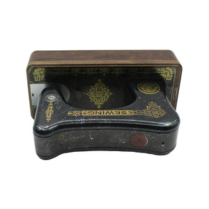 Boîte en fer blanc noir mat rétro avec couvercle à vis pour machine à coudre, idéale pour ranger de petits outils, bonbons et objets de collection, ou pour le bricolage. - Product Image 3