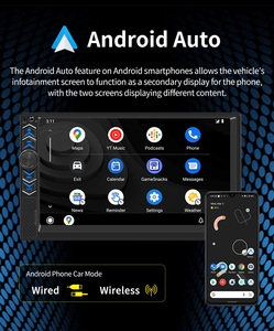 BQCC Double Din 7" Écran de voiture universel sans fil CarPlay Android Auto Stéréo Radio multimédia pour véhicule BT USB FM <span class=keywords><strong>Lecteur</strong></span> de films - Product Image 2