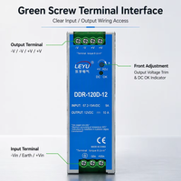 Alimentation électrique DC-DC sur rail DIN LEYU DDR-120D-12 12V 10A 24V 5A 120W avec isolation 4KV pour l'automatisation industrielle et le contrôle PLC