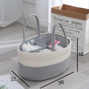 Baby Windel-Organizer für Mädchen und Jungen Baumwollseil Kinderzimmer Aufbewahrungskorb Tragbarer Halter Tragetasche für Wickeltisch Auto - Product Image 3