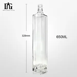 Factory Supplier Hot Sale unique shape 650ml Creative Whiskey Vodka Bottles Glass wine Bottles crystal white