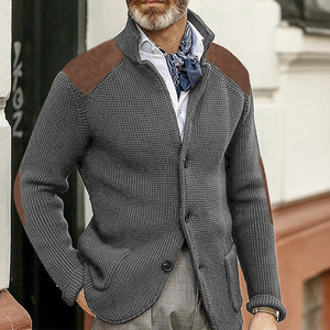 Nuovo Cardigan con risvolto sottile cappotto lavorato a maglia a maniche lunghe maglione Cardigan Casual taglie forti da <span class=keywords><strong>uomo</strong></span> - Product Image 3