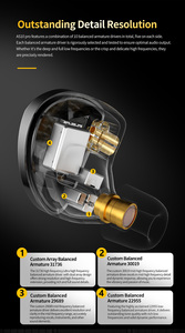 <span class=keywords><strong>KZ</strong></span> <span class=keywords><strong>AS10</strong></span> <span class=keywords><strong>PRO</strong></span> 5BA-Auriculares intrauditivos con cable, auriculares HiFi con monitor, auriculares estéreo de graves con cable de audio desmontable plateado - Product Image 4